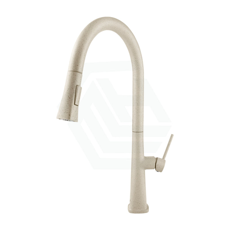 Granite Beige Round Kitchen Sink Mixer Tap 360 Swivel And Pull Out For Mixers