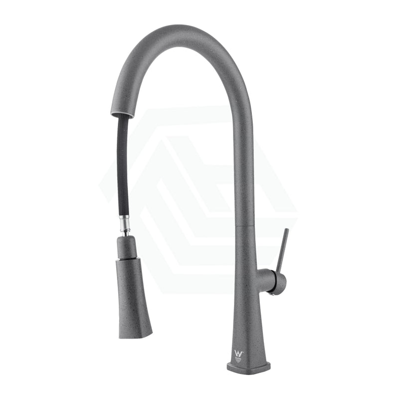 Granite Grey Round Kitchen Sink Mixer Tap 360 Swivel And Pull Out For Mixers