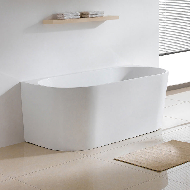 1400/1490/1600/1690mm Hanabi Bathtub Back To Wall Gloss White No Overflow