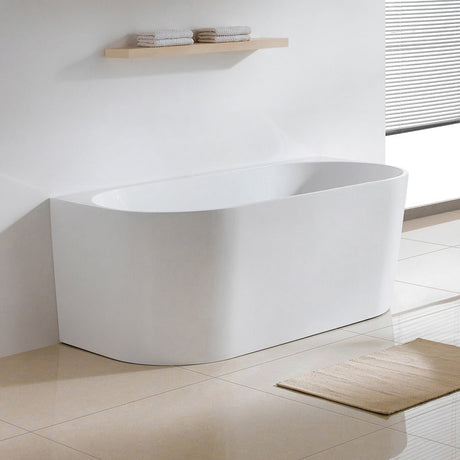 1400/1490/1600/1690mm Hanabi Bathtub Back To Wall Gloss White No Overflow