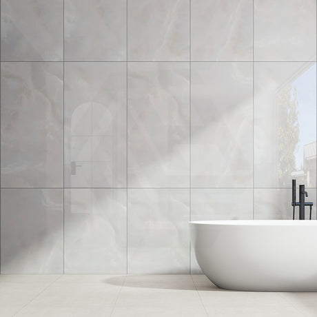 Jade White Marble Look Polished 600/1200mm Tile