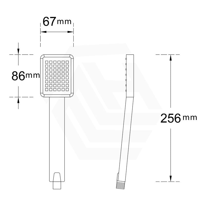 Square Chrome Shower Rail with Handheld Shower Set Wall Mounted