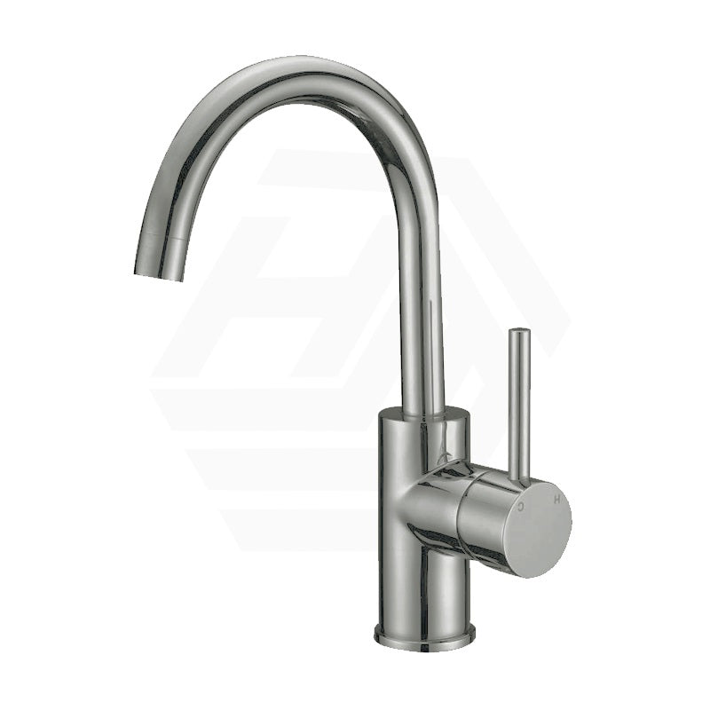 N#1(Nickel) IKON Hali Gooseneck Brass Basin Mixer Brushed Nickel