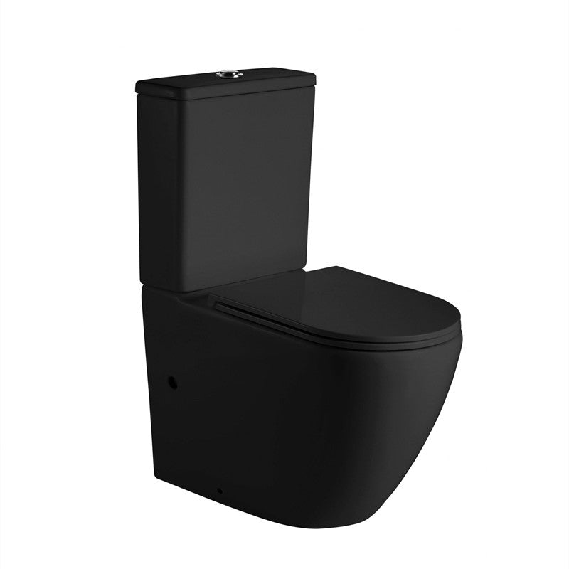 Hani 665X380X845Mm Rimless Back To Wall Ceramic Comfort Height Toilet Suite Matt Black 