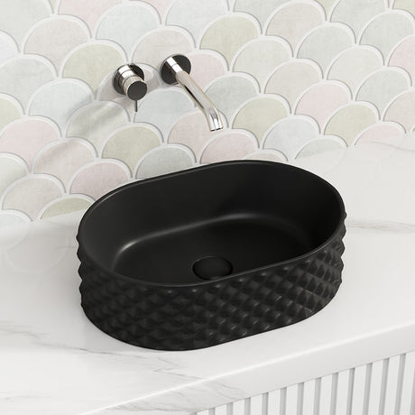 450X330X130Mm Oval Matt Black Above Counter Basin Ceramic Basins