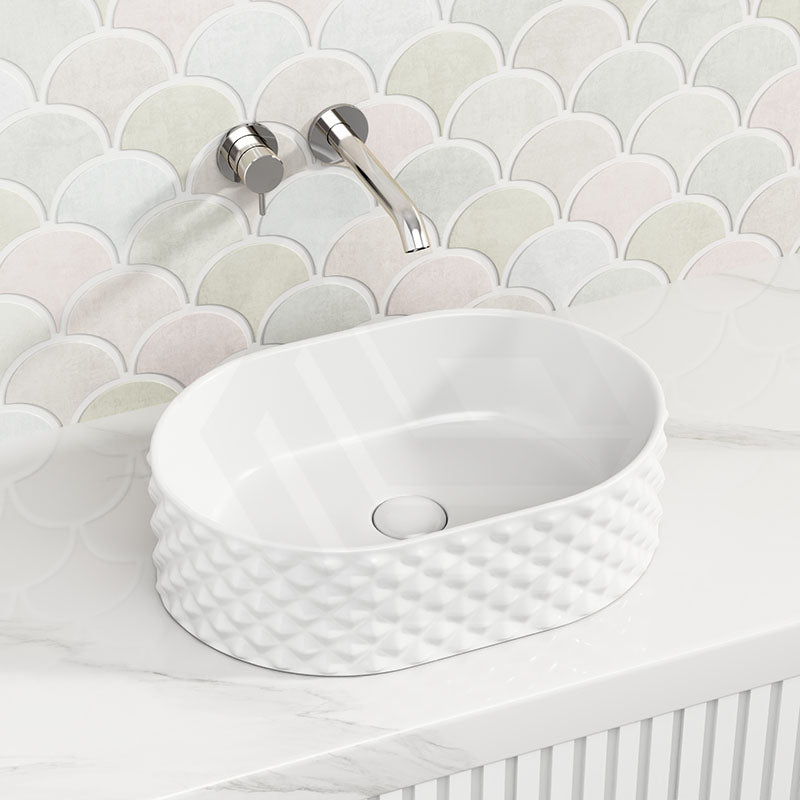 450x330x130mm Oval Matt White Above Counter Basin Ceramic