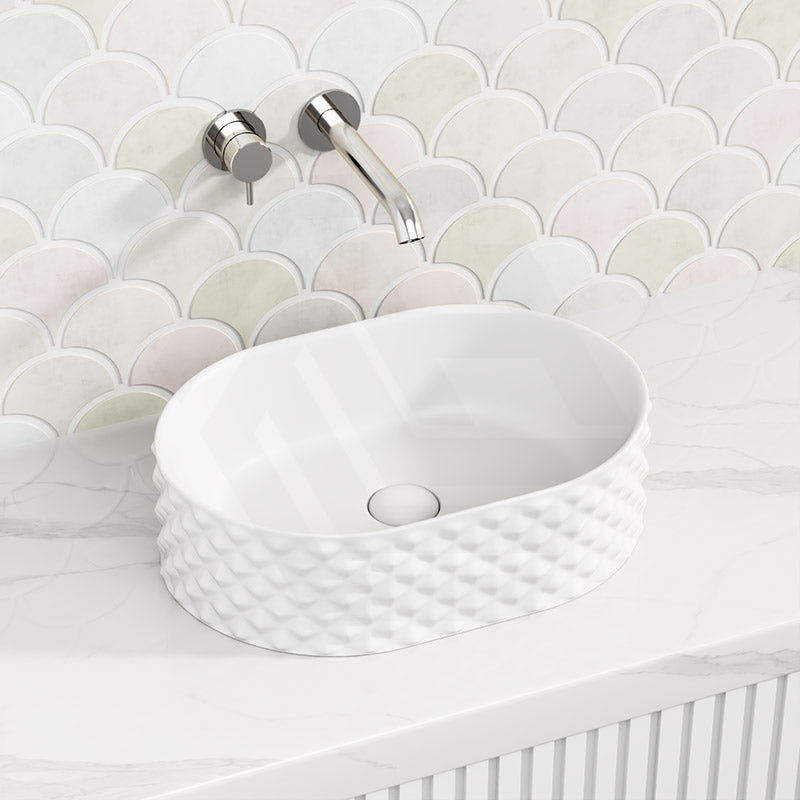 450x330x130mm Oval Gloss White Above Counter Basin Ceramic