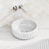 385x385x135mm Round Gloss White Fluted Above Counter Basin Ceramic