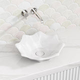 410x410x120mm Flower Shape Gloss White Above Counter Basin Ceramic