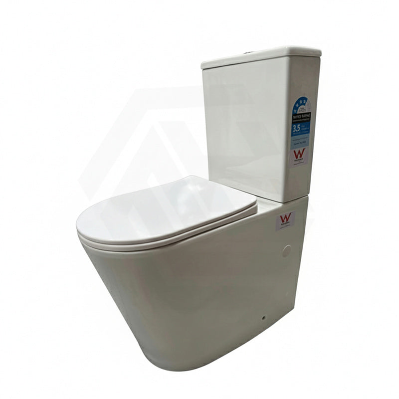 673x375x870mm Tornado Rimless Back To Wall Ceramic Toilet Suite Gloss White