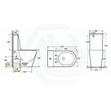 673x375x870mm Tornado Rimless Back To Wall Ceramic Toilet Suite Gloss White