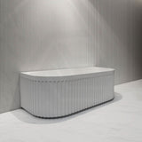 Infinity ARTEMIS Back to Wall Oval Fluted Acrylic Bathtub NO Overflow 1500mm - Matte White