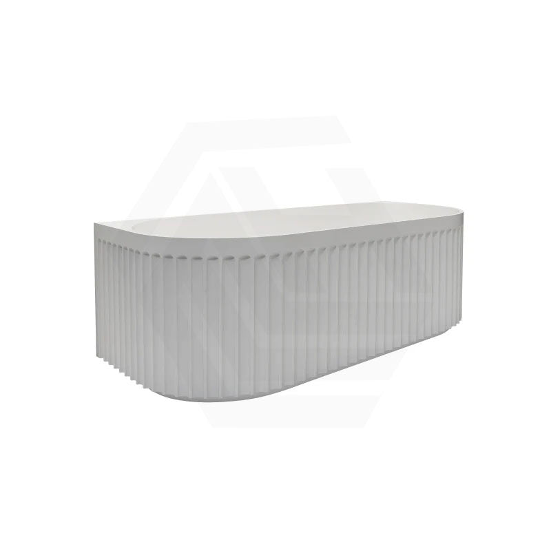 Infinity ARTEMIS Back to Wall Oval Fluted Acrylic Bathtub NO Overflow 1500mm - Matte White