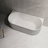 Infinity ARTEMIS Back to Wall Oval Fluted Acrylic Bathtub NO Overflow 1500mm - Matte White