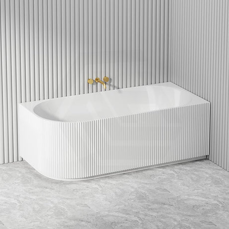 Infinity BELUS Left/Right Acrylic Corner Bathtub NO Overflow 1500/1700mm - Gloss White