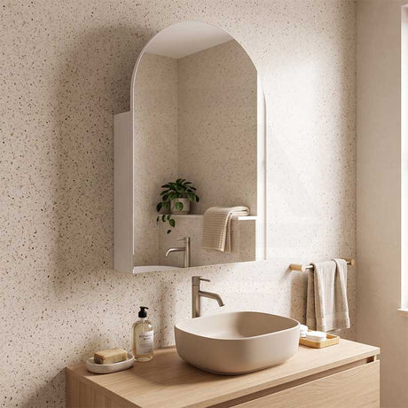 Infinity Bianco Arch Plywood Wall Hung Shaving Cabinet 550x900mm - Variant Colour