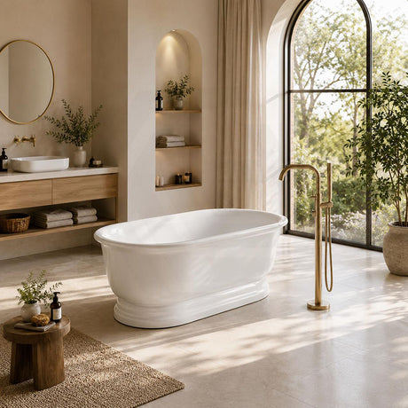 Chloe Freestanding Bathtub Oval Acrylic NO Overflow 1690x790x610mm - Gloss White
