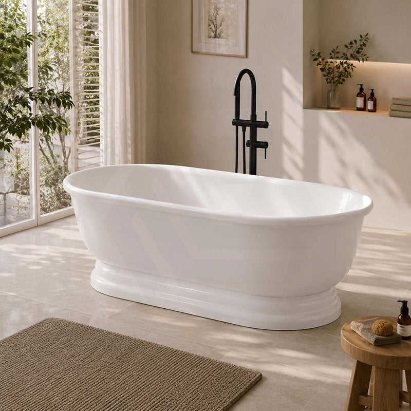 Chloe Freestanding Bathtub Oval Acrylic NO Overflow 1690x790x610mm - Gloss White