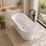 Chloe Freestanding Bathtub Oval Acrylic NO Overflow 1690x790x610mm - Gloss White