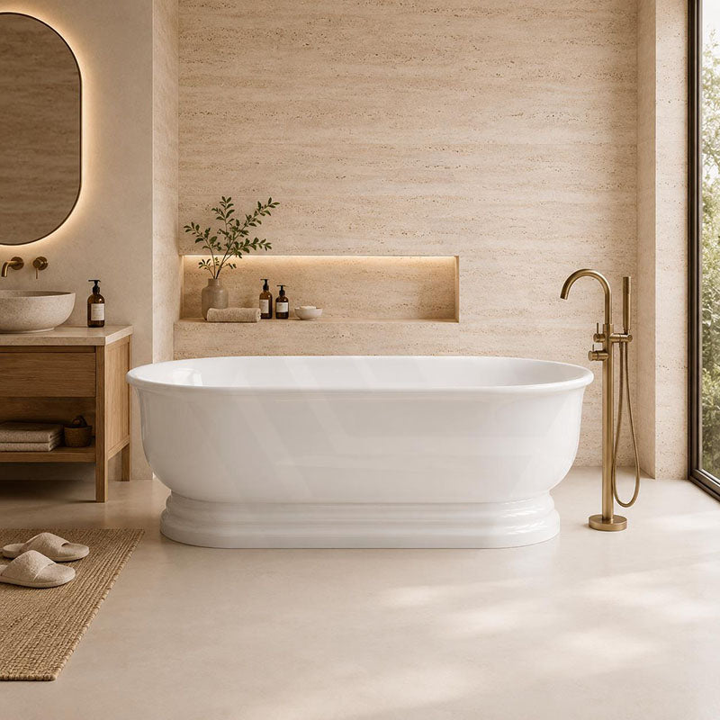 Chloe Freestanding Bathtub Oval Acrylic NO Overflow 1690x790x610mm - Gloss White