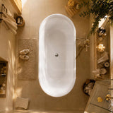 Chloe Freestanding Bathtub Oval Acrylic NO Overflow 1690x790x610mm - Gloss White
