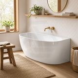 Ethen Back to Wall Bathtub NO Overflow 1490/1700mm - Gloss/Matt White