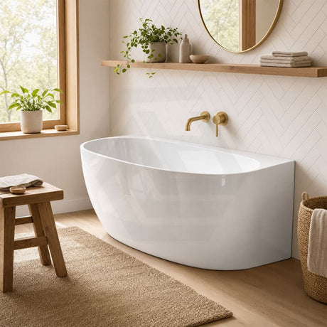 Ethen Back to Wall Bathtub NO Overflow 1490/1700mm - Gloss/Matt White