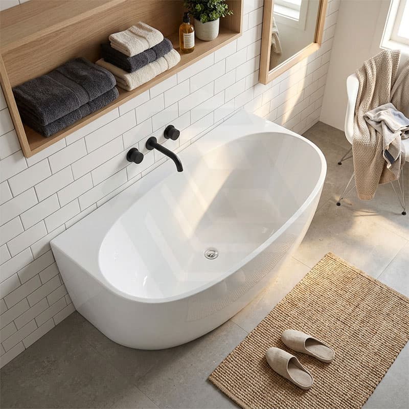 Ethen Back to Wall Bathtub NO Overflow 1490/1700mm - Gloss/Matt White