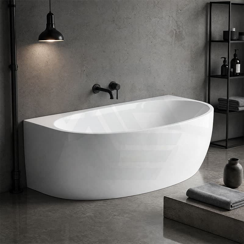 Ethen Back to Wall Bathtub NO Overflow 1490/1700mm - Gloss/Matt White