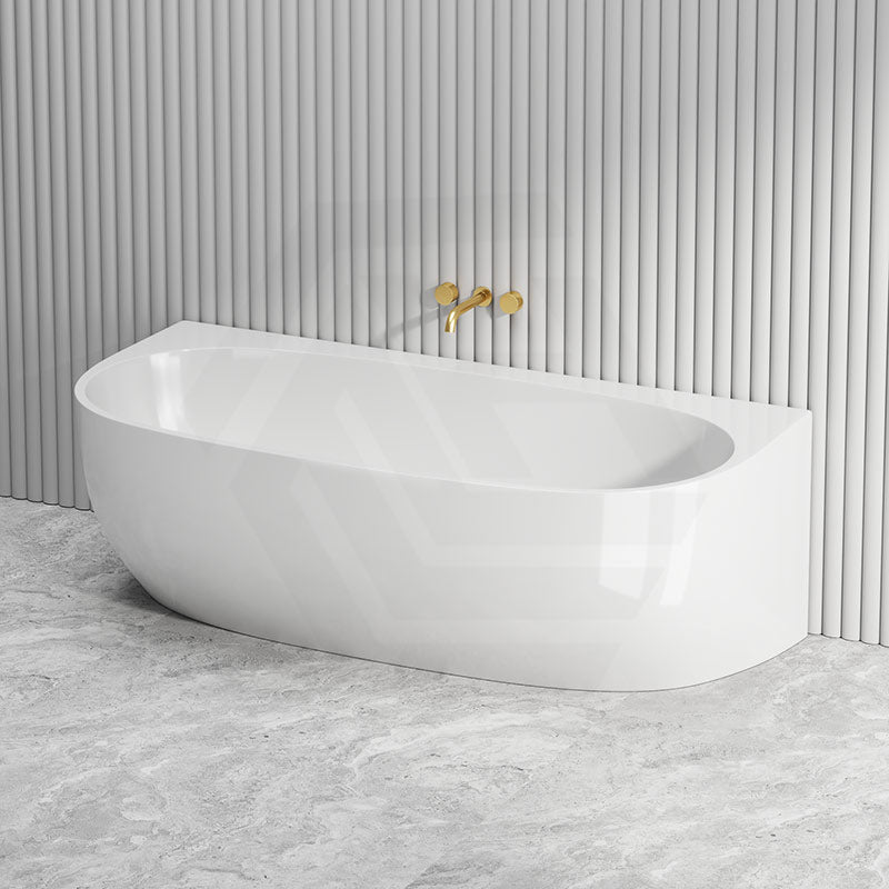 1490/1700mm Ethen Back to Wall Bathtub Gloss/Matt White NO Overflow