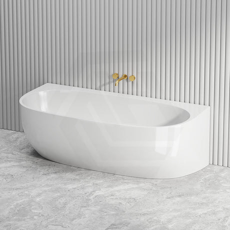 1490/1700mm Ethen Back to Wall Bathtub Gloss/Matt White NO Overflow