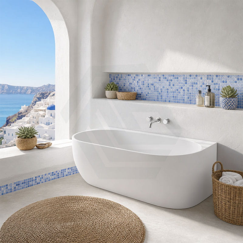 Ethen Back to Wall Bathtub NO Overflow 1490/1700mm - Gloss/Matt White