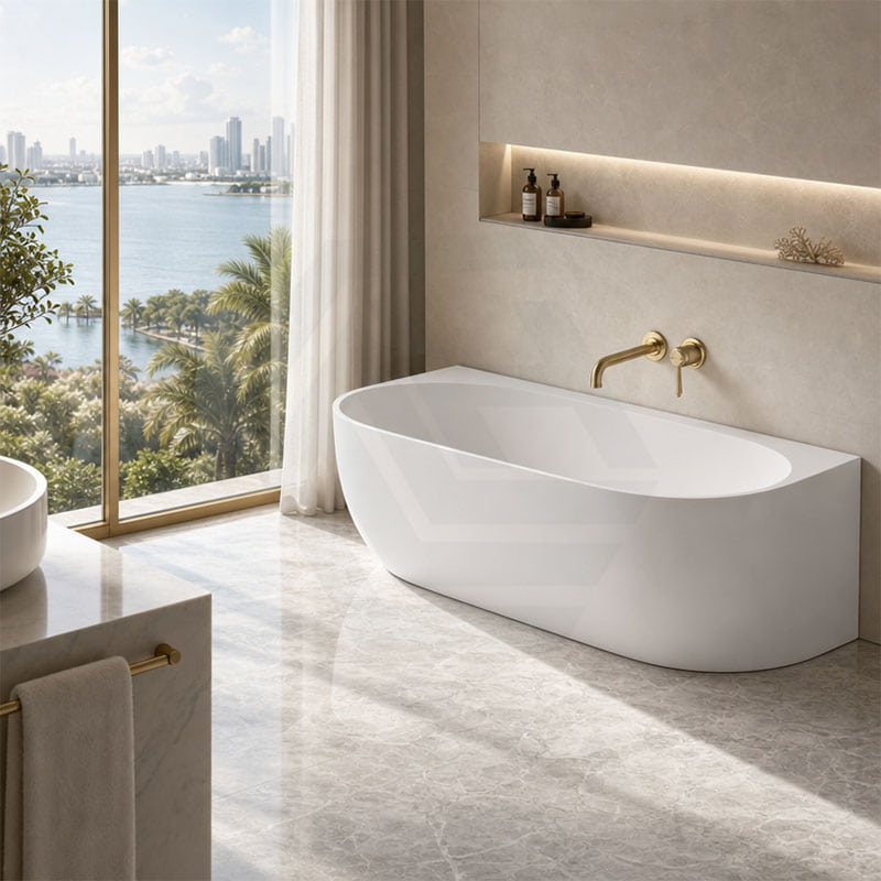 Ethen Back to Wall Bathtub NO Overflow 1490/1700mm - Gloss/Matt White