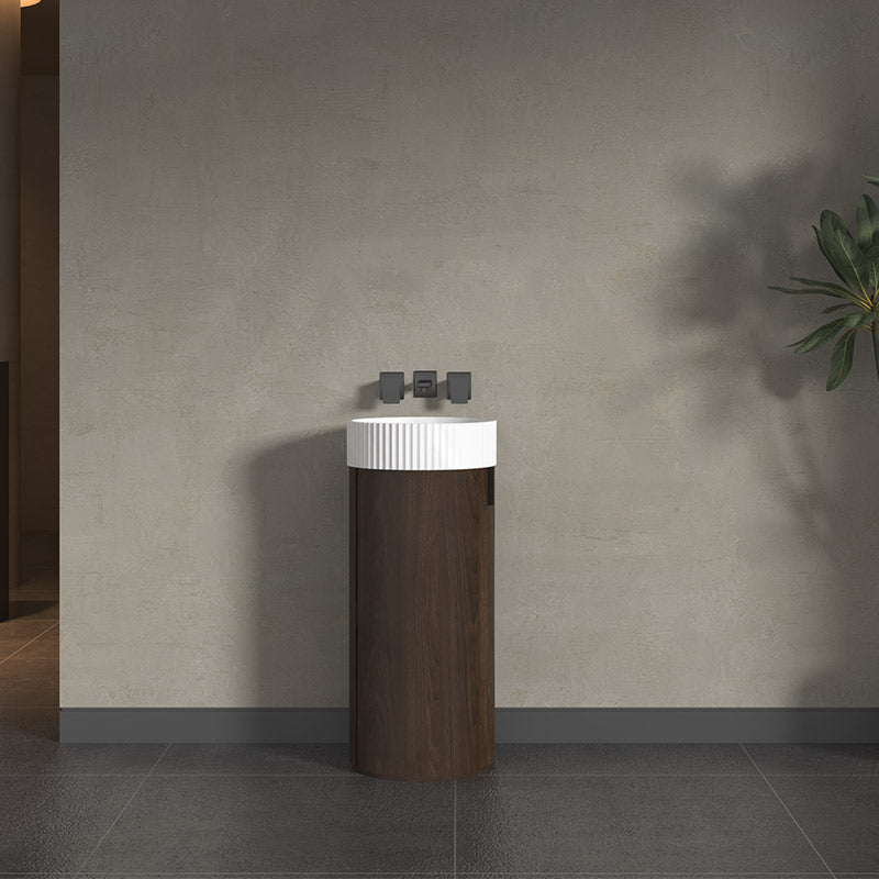 Infinity Felix 390mm Round Walnut Plywood Vanity With Single Door