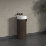 Infinity Felix 390mm Round Walnut Plywood Vanity With Single Door