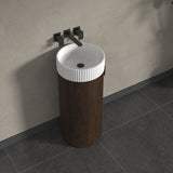 Infinity Felix 390mm Round Walnut Plywood Vanity With Single Door