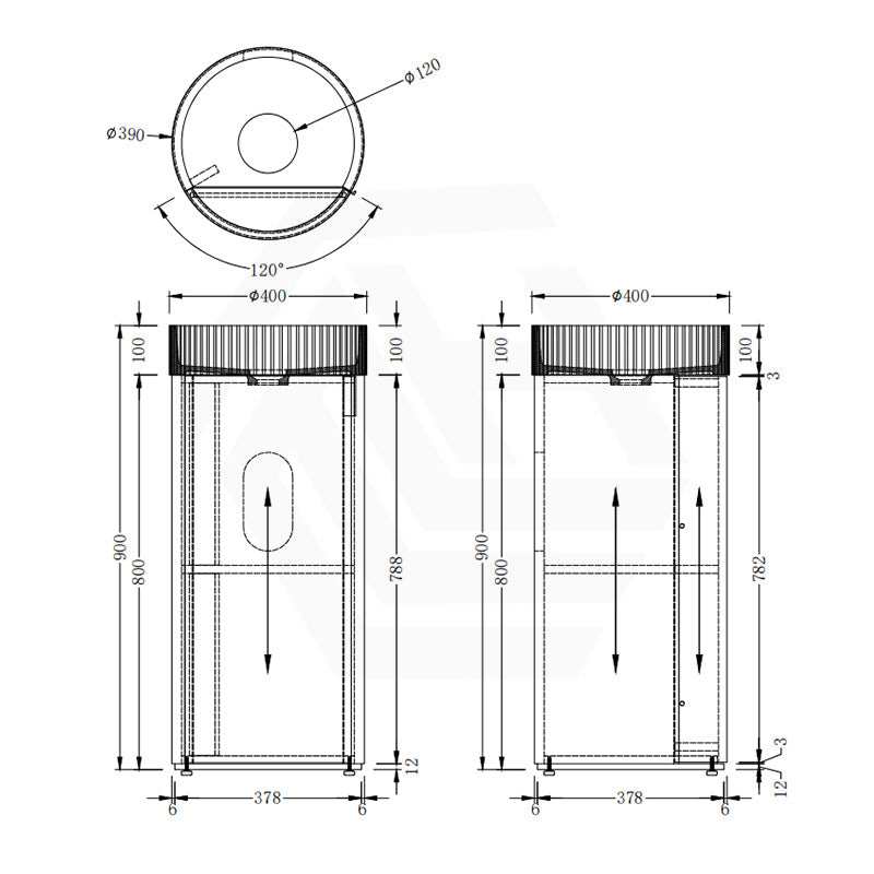 Infinity Felix 390mm Round Walnut Plywood Vanity With Single Door