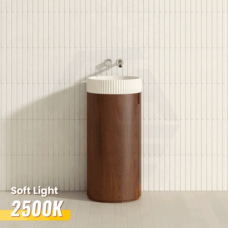 Infinity Felix 390mm Round Walnut Plywood Vanity With Single Door