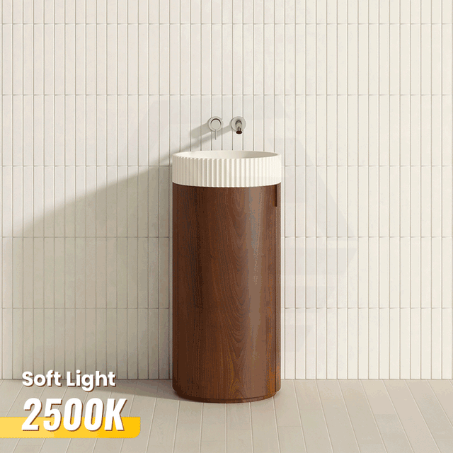 Infinity Felix 390mm Round Walnut Plywood Vanity With Single Door