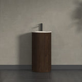 Infinity Freya 440mm Round Walnut Oak Freestanding Plywood Vanity With Single Door