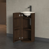 Infinity Freya 440mm Round Walnut Oak Freestanding Plywood Vanity With Single Door