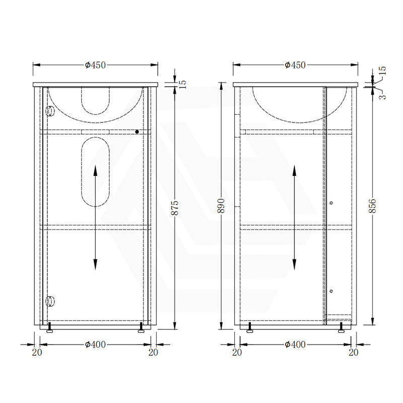 Infinity Freya 440mm Round Walnut Oak Freestanding Plywood Vanity With Single Door
