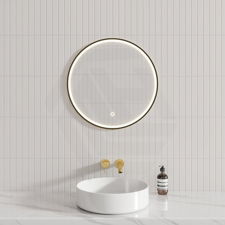 600/800Mm Hamilton Led Mirror Black Framed Round Front Light Led Mirrors