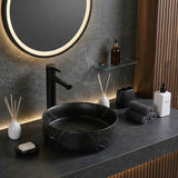 Ceramic Basin Above Counter Round Carrara Marble 360x360x120mm - In Various Colour