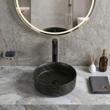 Ceramic Basin Above Counter Round Carrara Marble 360x360x120mm - In Various Colour