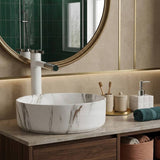 Ceramic Basin Above Counter Round Carrara Marble 360x360x120mm - In Various Colour