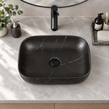 Ceramic Basin Above Counter Rectangle 460x330x135mm - Carrara Marble Matt Black