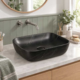 Ceramic Basin Above Counter Rectangle 460x330x135mm - Carrara Marble Matt Black