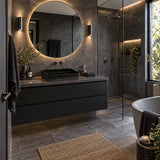 Inifinity Rectangle Ceramic Above Counter Basin NO Overflow 470x360x110mm - Carrara Marble Matt Black
