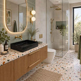 Inifinity Rectangle Ceramic Above Counter Basin NO Overflow 470x360x110mm - Carrara Marble Matt Black
